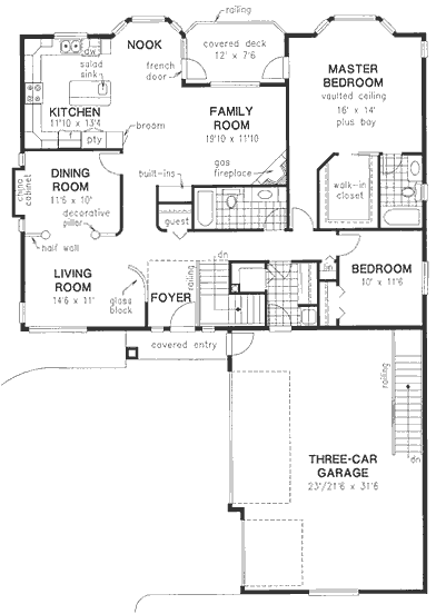 First Floor Plan of Florida   House Plan 58727