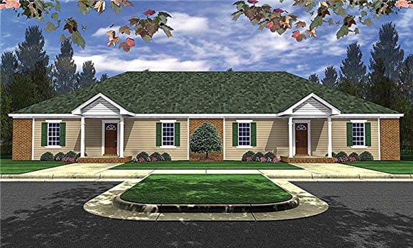 Elevation of Country   Ranch   Multi-Family Plan 59048