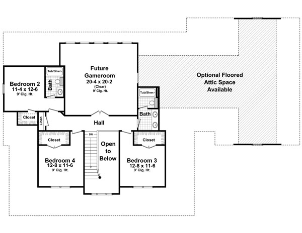 Second Floor Plan of Country   Traditional   House Plan 59172