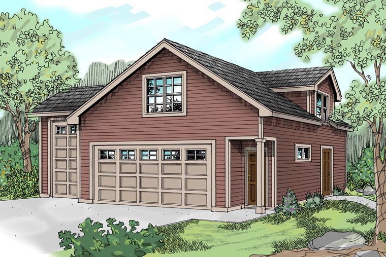 Elevation of Country   Craftsman   Traditional   Garage Plan 59452
