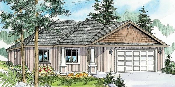 Elevation of Contemporary   Cottage   Country   Craftsman   Ranch   House Plan 59783