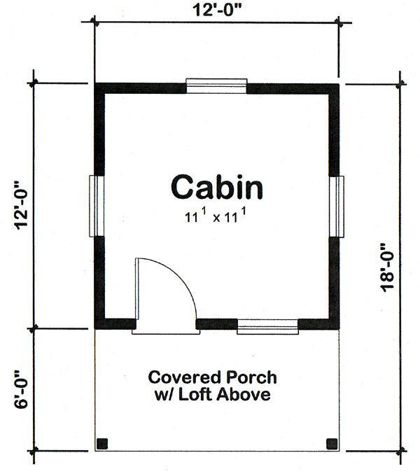 First Floor Plan of Cabin   Log   Vacation   House Plan 6024