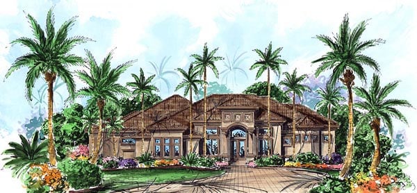 Elevation of Florida   Luxury   Mediterranean   House Plan 60410