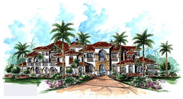 Elevation of Florida   Luxury   Mediterranean   House Plan 60489