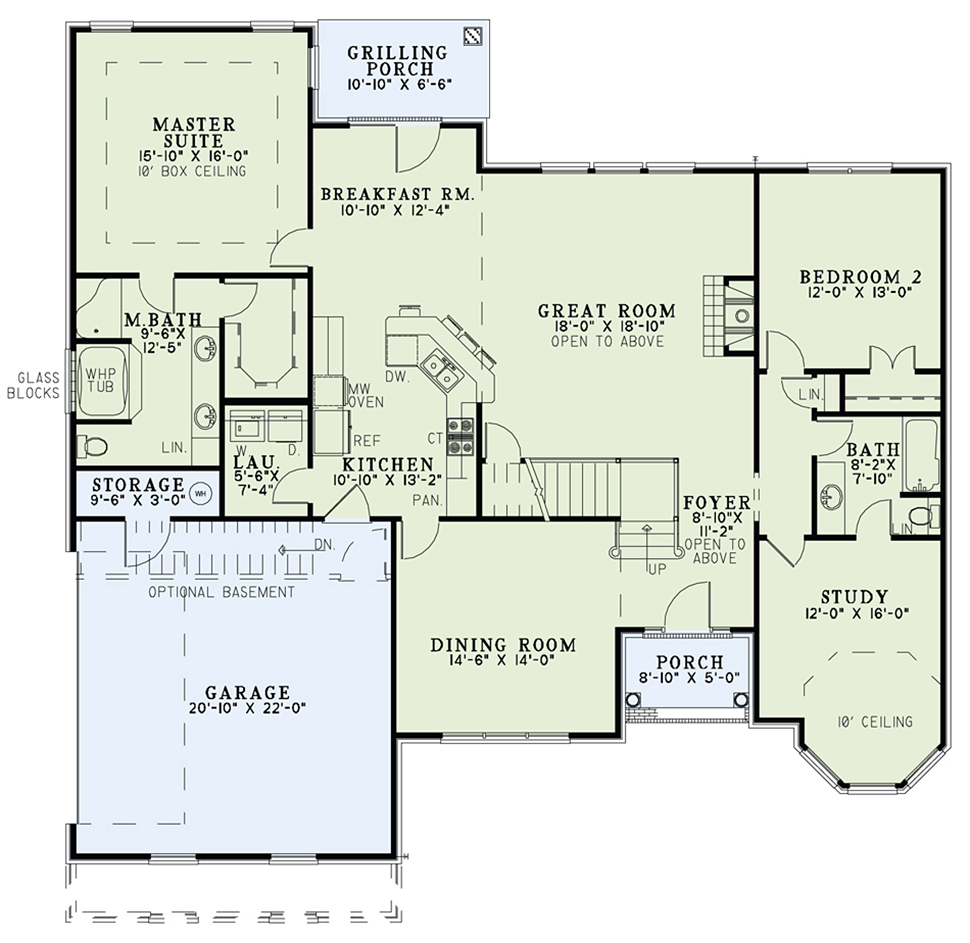 First Floor Plan of Traditional   House Plan 61162