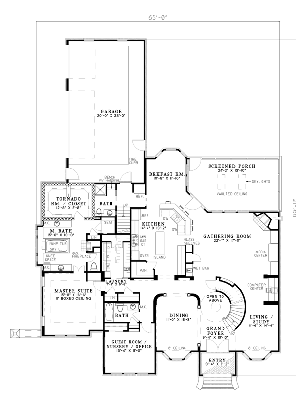 First Floor Plan of European   House Plan 61204