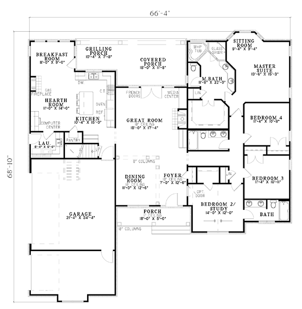 First Floor Plan of Craftsman   European   Tudor   House Plan 61321