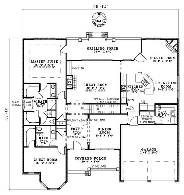 First Floor Plan of Traditional   House Plan 61322