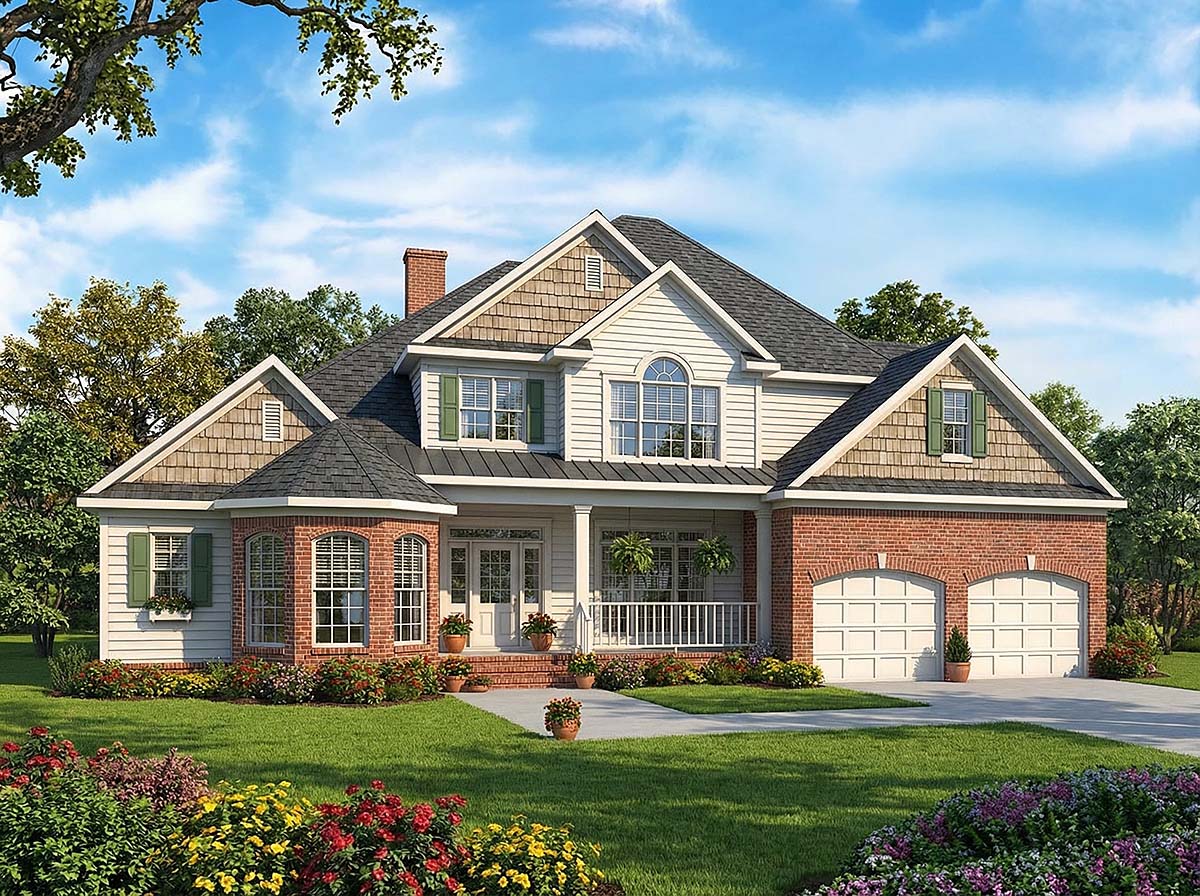 Elevation of Traditional   House Plan 61322