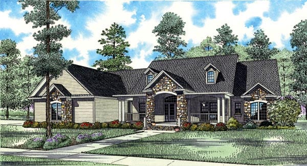 Elevation of Traditional   House Plan 61323