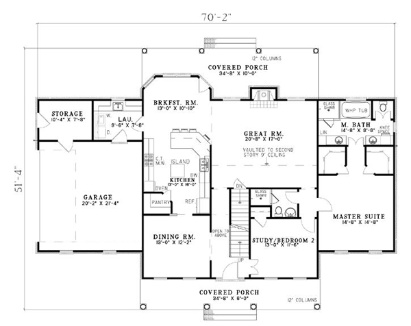 First Floor Plan of Country   House Plan 61341