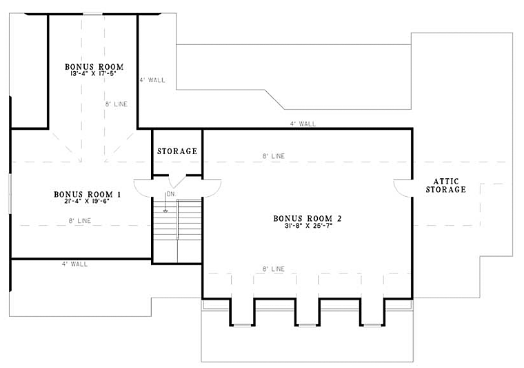 Second Floor Plan of Country   Southern   House Plan 61377