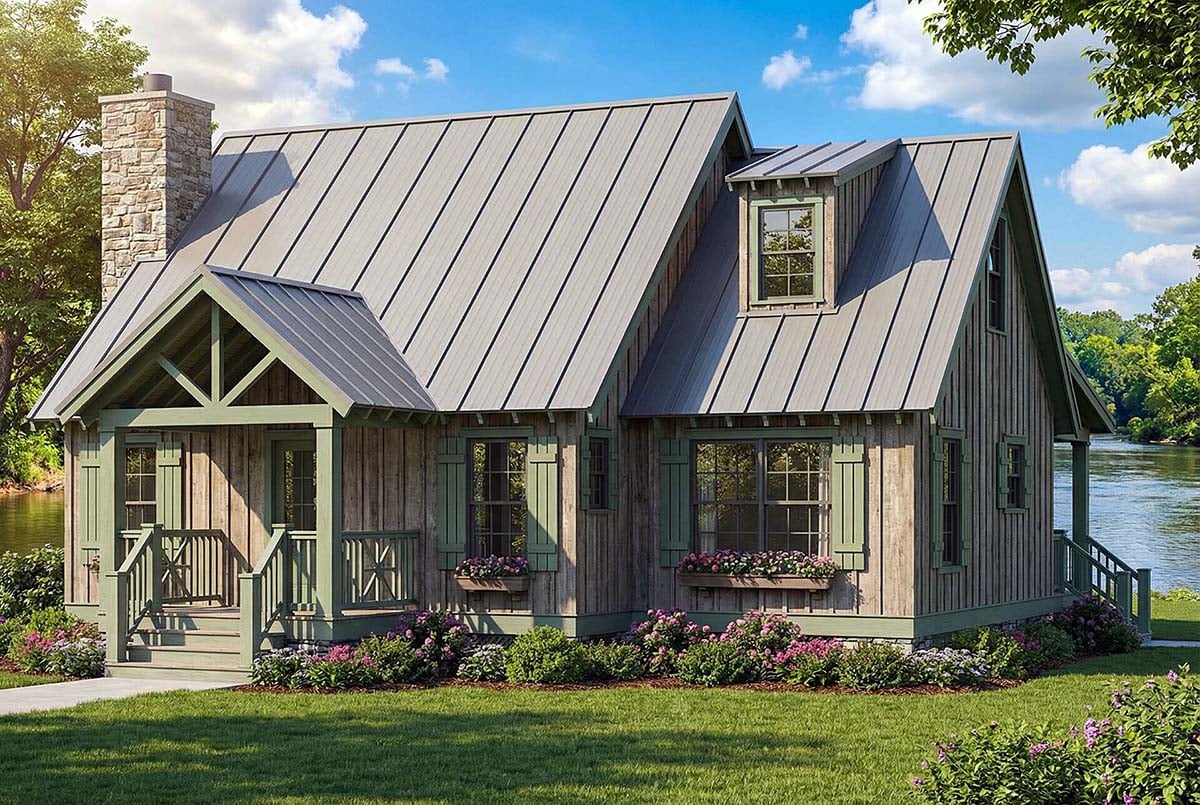 Elevation of Bungalow   Cabin   Country   Southern   Vacation   House Plan 62119