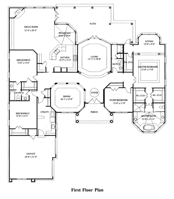 First Floor Plan of Victorian   House Plan 62801