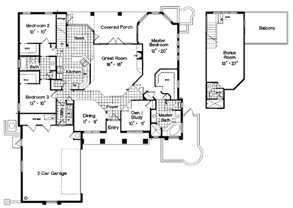First Floor Plan of Florida   Mediterranean   House Plan 63009