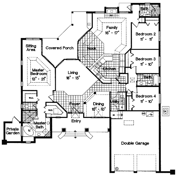 First Floor Plan of Contemporary   Florida   Mediterranean   House Plan 63100
