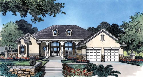 Elevation of Contemporary   Florida   Mediterranean   House Plan 63100