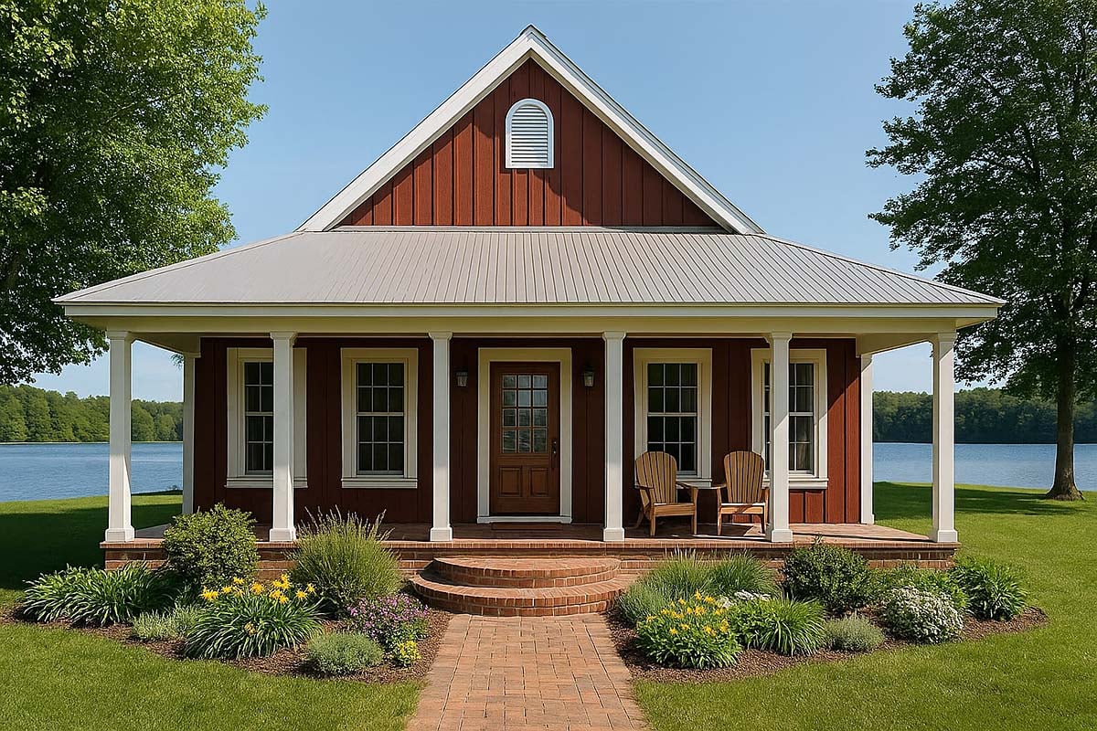 Elevation of Country   House Plan 64564