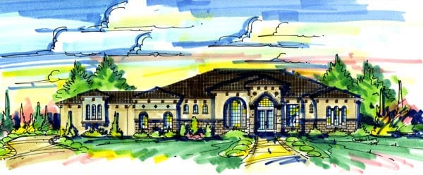 Elevation of Florida   Mediterranean   House Plan 64675