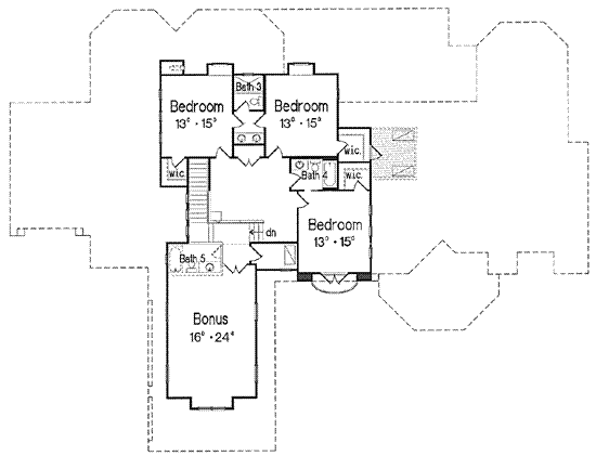 Second Floor Plan of Florida   Mediterranean   House Plan 64706