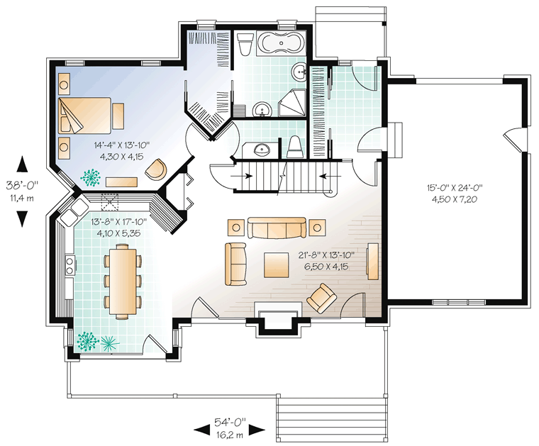 First Floor Plan of Coastal   Country   Craftsman   European   Traditional   House Plan 64810