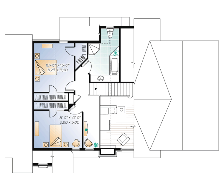 Second Floor Plan of Coastal   Country   Craftsman   European   Traditional   House Plan 64810