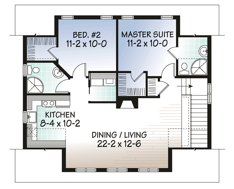 Second Floor Plan of Country   Craftsman   Farmhouse  Narrow Lot   Traditional   Garage Plan 64902