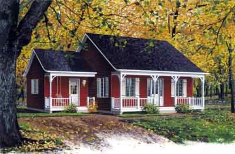 Elevation of Bungalow   Country   Ranch   House Plan 65047