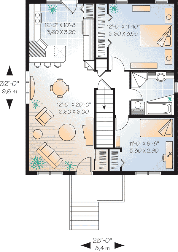 2 Bedroom Bungalow House Plans