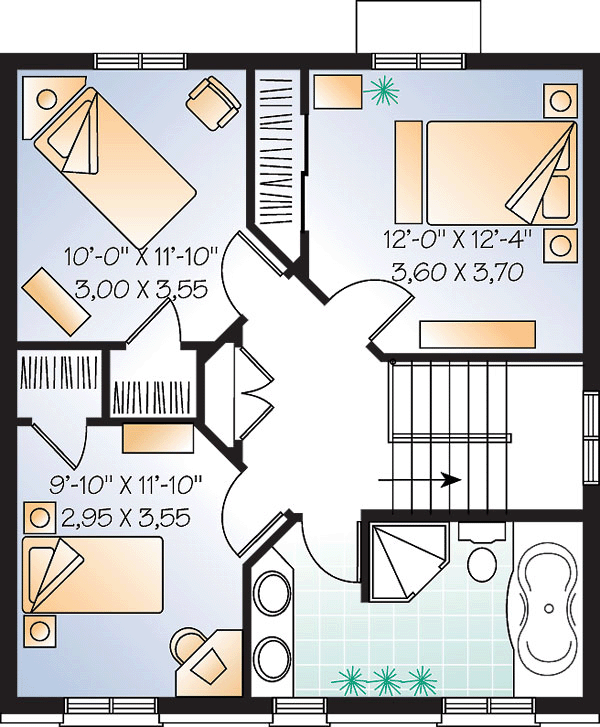 Second Floor Plan of Colonial House Plan 65117