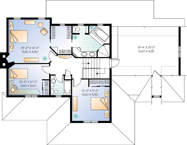 Second Floor Plan of Country   Farmhouse  House Plan 65135