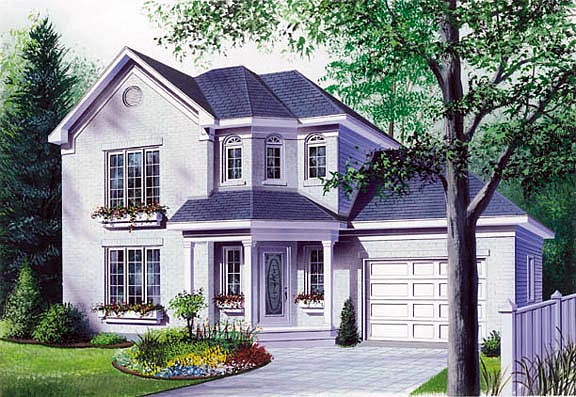 Elevation of European   Victorian   House Plan 65248