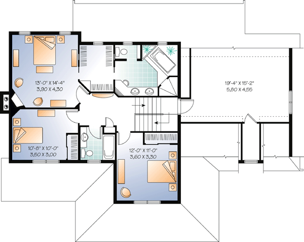 Second Floor Plan of Country   Craftsman   Farmhouse  House Plan 65290