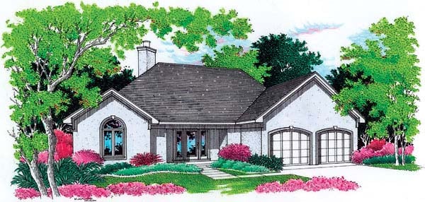Elevation of European   Mediterranean   House Plan 65636
