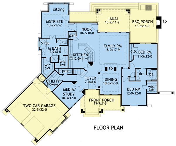 First Floor Plan of Cottage   Craftsman   Tudor   House Plan 65862