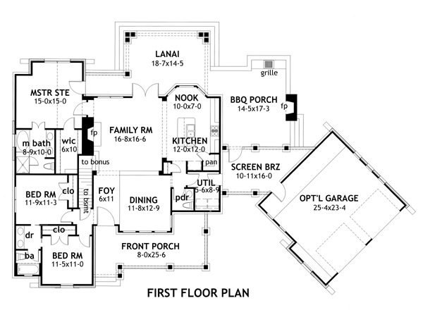 First Floor Plan of Cottage   Ranch   Traditional   House Plan 65866