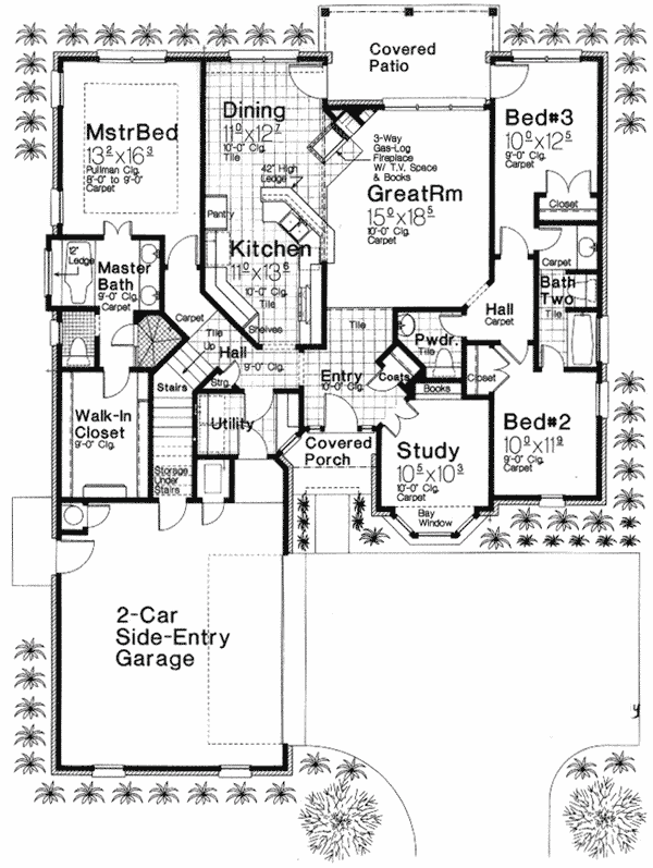 First Floor Plan of House Plan 66131
