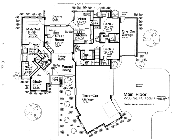 First Floor Plan of Country   European   House Plan 66293
