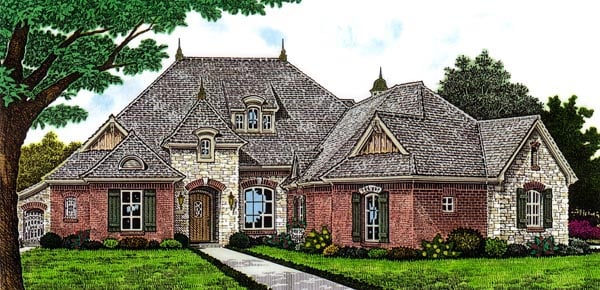 Elevation of Country   European   House Plan 66293