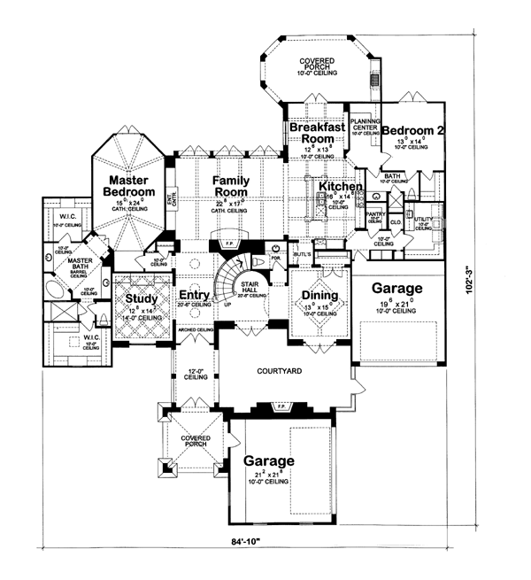 First Floor Plan of European   House Plan 66435