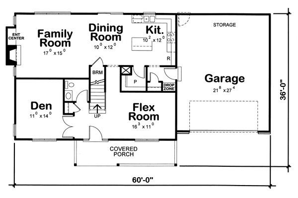 First Floor Plan of Country   European   House Plan 66707