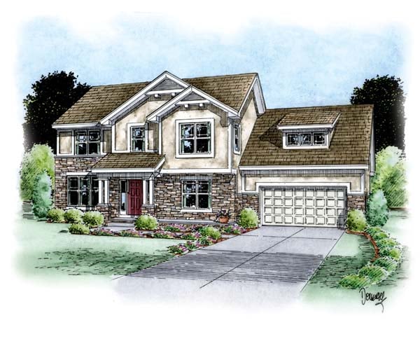 Elevation of Country   European   House Plan 66707