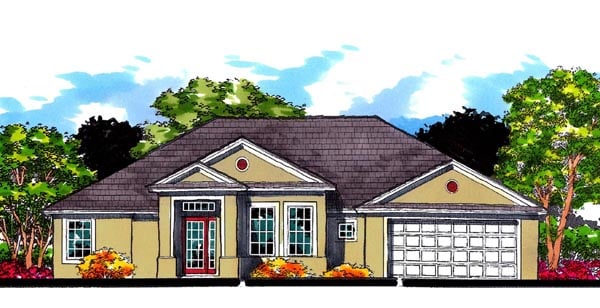 Elevation of Florida   Ranch   Traditional   House Plan 66831