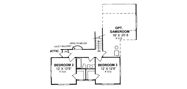 Second Floor Plan of Country   Farmhouse  House Plan 68162