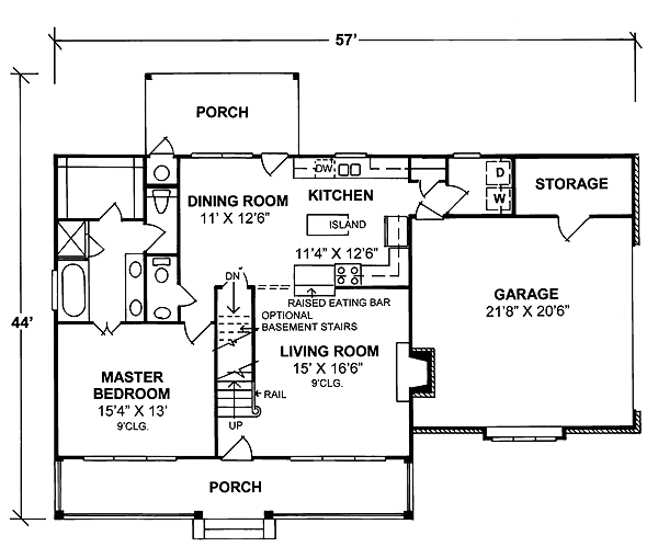 First Floor Plan of Country   House Plan 68475