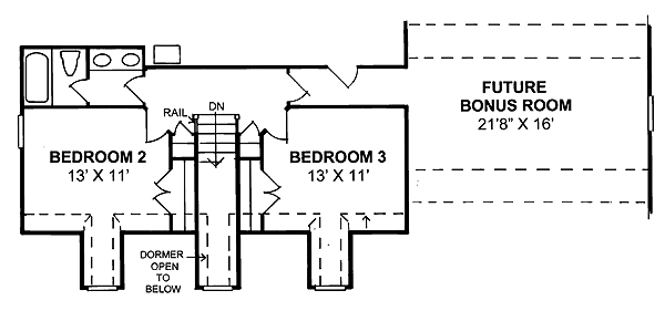 Second Floor Plan of Country   House Plan 68475