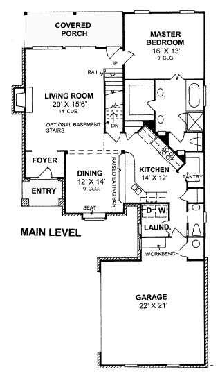 First Floor Plan of Traditional   House Plan 68525
