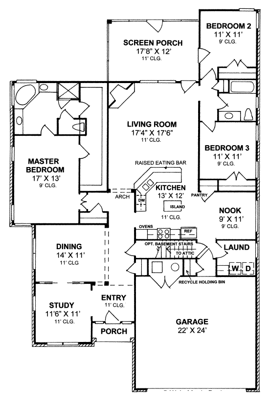 First Floor Plan of Traditional   House Plan 68531