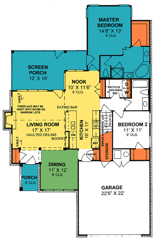 First Floor Plan of Traditional   House Plan 68538