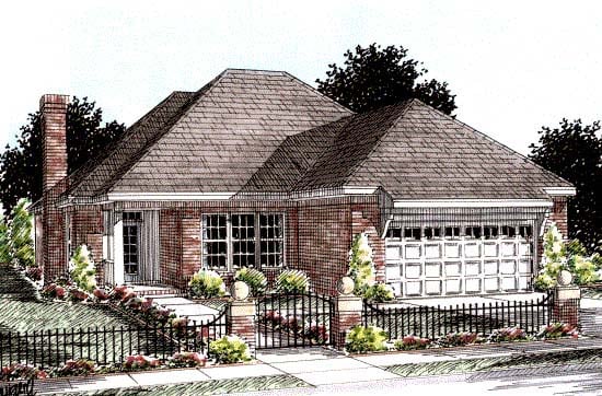 Elevation of Traditional   House Plan 68538
